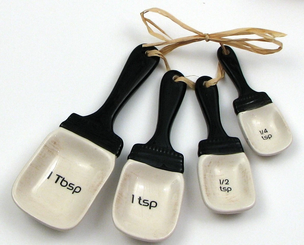 Ceramic Mason Jar Measuring Spoon Four-Pc Set 1 Tbsp 1 Tsp 1/2 Tsp 1/4 Tsp 15654