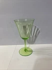Vintage Green uranium Depression Fluted Fostoria Wine Glass GLOWS