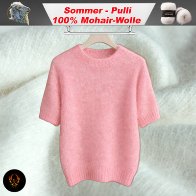 Dünner Sommer-Pulli 100% Angora-Mohair-Wolle super weich Sonderpreis M L XL Pink