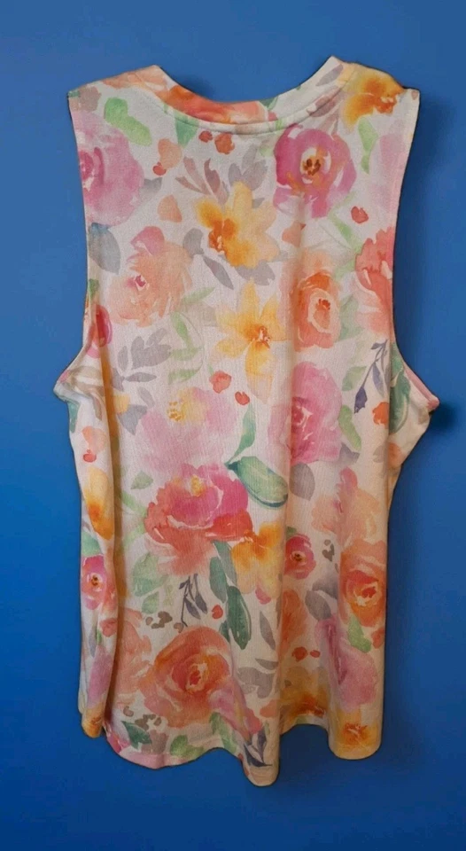 Camiseta sin mangas para mujer P J Salvage Spring Into Sunshire estampado floral mezcla de algodón talla XL Foto 2 de 4