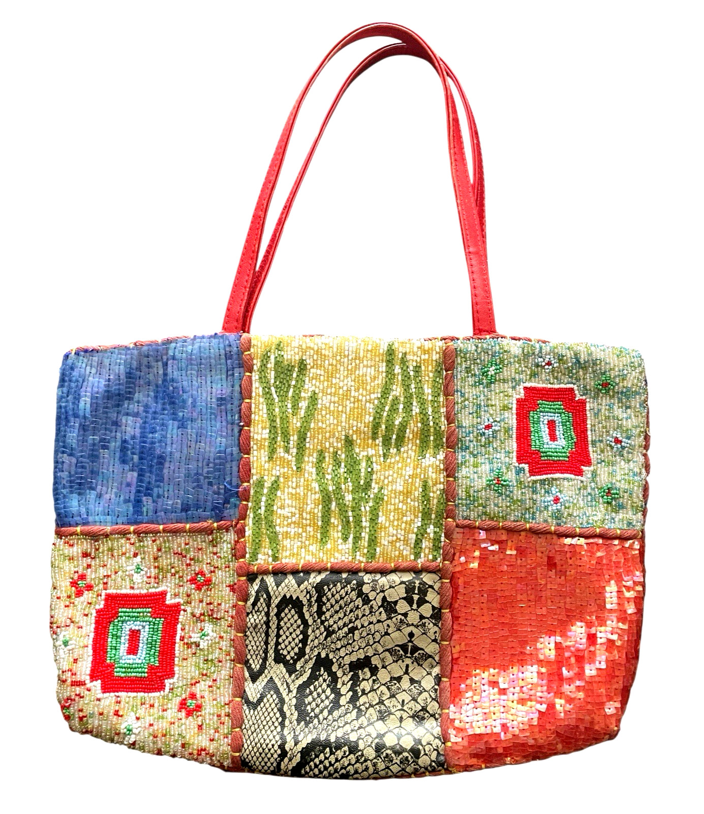 CHRISTIANA Beaded Sequin Handbag Patchwork Snap D… - image 5