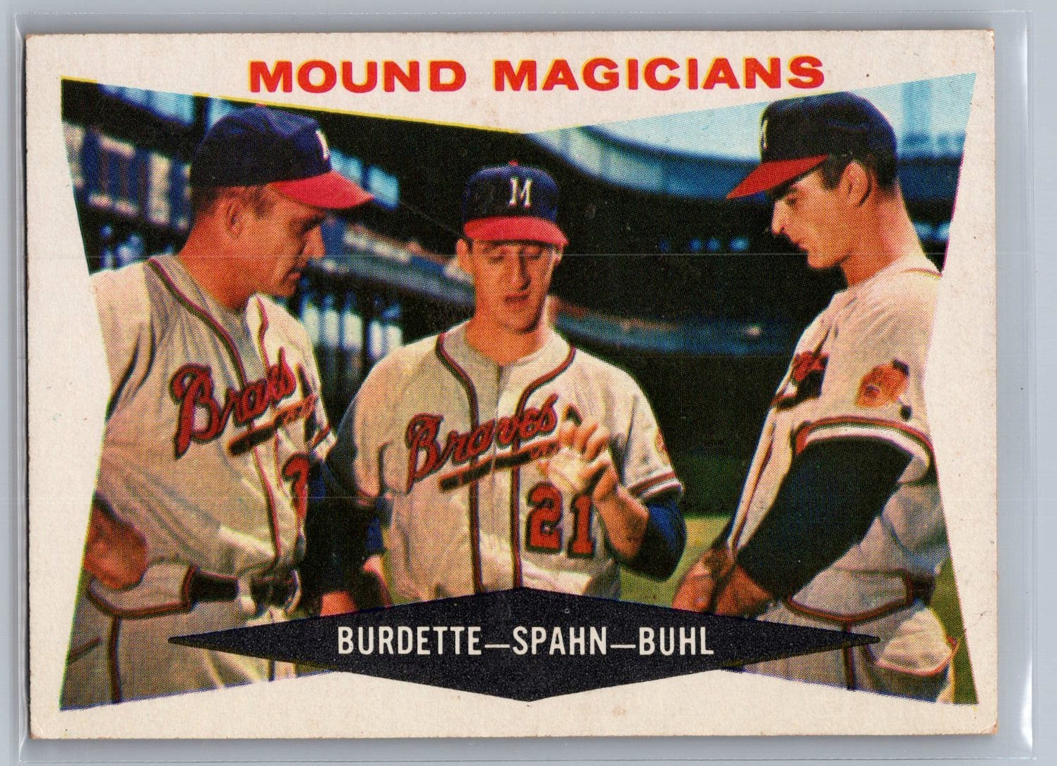 1960 Topps - Warren Spahn, Bob Buhl, Lou Burdette #230 - HOF VG-EX