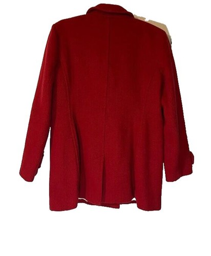 TOMMY HILFIGER Peacoat XL Red Wool Blnd Double Breasted Midlength Classic Preppy - Picture 7 of 7