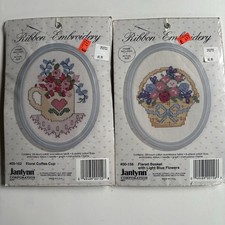 Janlynn Ribbon Embroidery Oval Picture And Frame Vintage Two New In Plastic