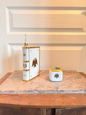 Carafe Pichet Liqueur Whisky Cognac Cendrier NAPOLEON Doré Feuille Or Limoges