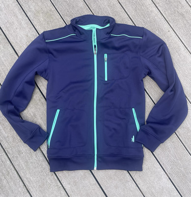 JOHNNIE-O Prep-Performance Navy aqua Full Zip Jacket  Pockets Golf Active Sz M