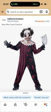 Killer Clown Costume, California Costume Costumes Size Medium. New In Package.