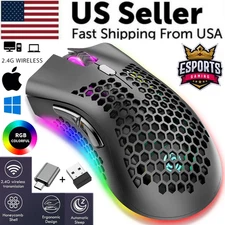 Wireless Rechargeable Gaming Mouse – 7-Color LED Backlit Cordless Optical PC Mou