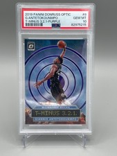 2019 Donruss Optic Giannis Antetokounmpo T-Minus 3, 2, 1, Purple PSA 10