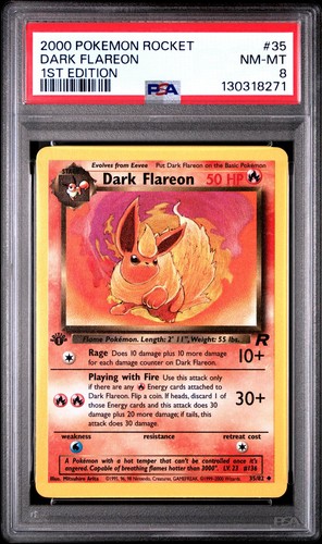 Dark Flareon (1st Edition) graded PSA 8 for sale on eBay