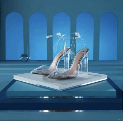 New Aldo x Disney Cinderella Clear Glass Slippers Heels Women's 9 Wedding READ