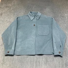 Weekend Max Mara Boxy Shacket Womens Gray Cucito a Mano Fleece Button Front