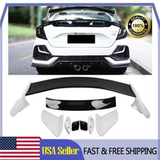 For 2016-2021 Honda Civic Hatchback Type-R Black & White Rear Trunk Spoiler Wing