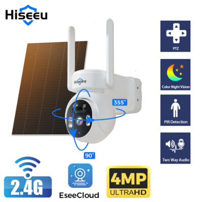 Hiseeu WIFI Solar Battery Outdoor 4MP HD Wireless Security Camera 2Way Audio