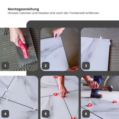 Nivelliersystem Verlegehilfe Fliesen Verlegesystem Plan 1-2.5mm Gewindelaschen - Afbeelding 11 van 19