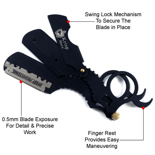 MEN STRAIGHT EDGE RAZOR BARBER SALON CUT THROAT SHAVETTE + 10 SHAVING BLADES - Picture 2 of 6