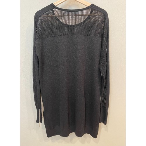 Michael Kors Pullover Black Glitter Tunic Sweater Large Long Sleeves Career Work - Picture 2 of 9