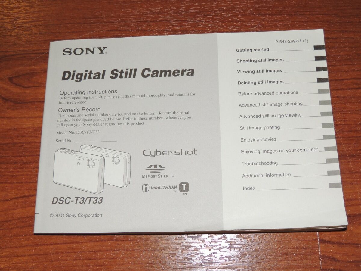 Genuine Sony Cyber-Shot DSC-T3 DSC-T33 Basic Quick Start Genuine Sony Cyber-Shot DSC-T3 DSC-T33 Basic Quick Start