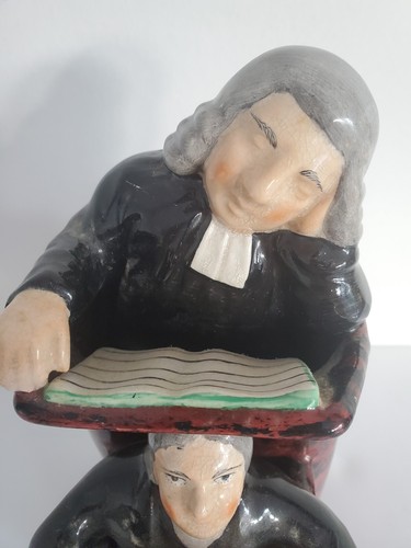 Antique 19th Century Staffordshire Vicar and Moses Figurine H 9 1/2" - Picture 3 of 8