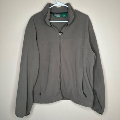 Vintage LL Bean Outdoor Gray Thick Heavy Fleece Jacket Full Zip Men's Size Large