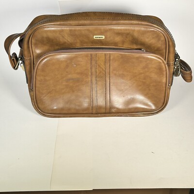 Airway Vintage Brown Leather Luggage Breifcase carry-on Suitcase