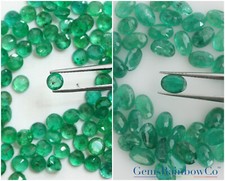 Natural Emerald Round, Oval Faceted Loose Gemstones, Green Zambian Emerald, 846