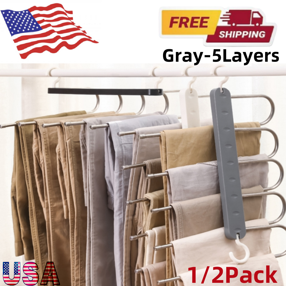 Stainless Steel Magic Hangers Pants Rack Multi-functional Wardrobe Space Saver-image
