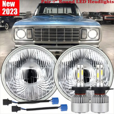 For Dodge W100 W200 D100 D200 Pickup Truck 7inch Ground Glass Led Headlight Pair