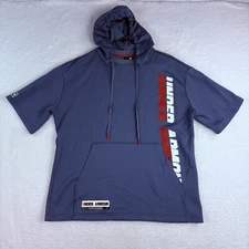 Under Armour Athleisure Performance Short Sleeve Hoodie Mens Med. Blue. Med Wgt