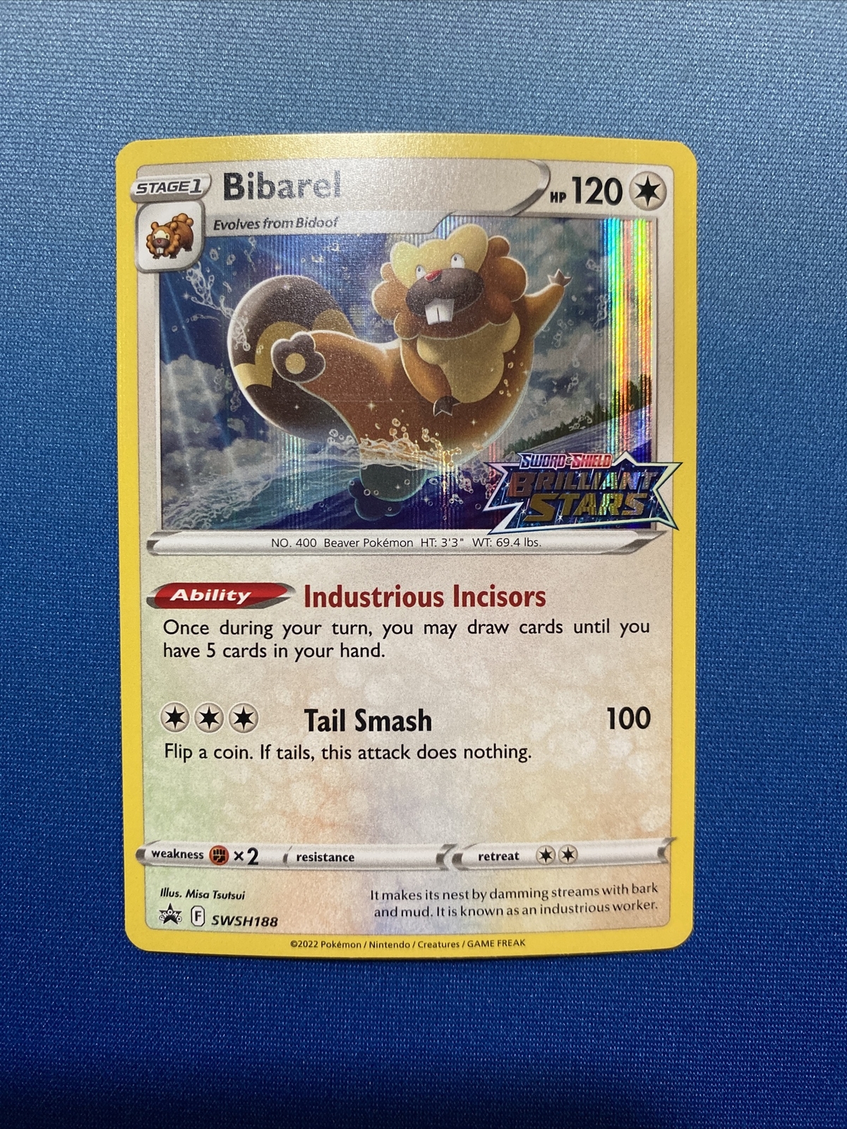 Pokemon Brilliant Stars Prerelease Black Star Promo Holo Bibarel SWSH188 NM