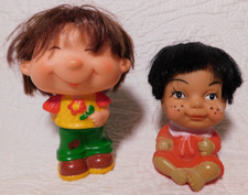 2 Vintage 1976 Roth Greeting Cards 4" & 1979 3" Smilling Rootie Vinyl figures