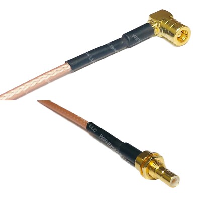 RG316 SMB FEMALE ANGLE to SMB MALE BULKHEAD RF Cable Rapid-SHIP LOT