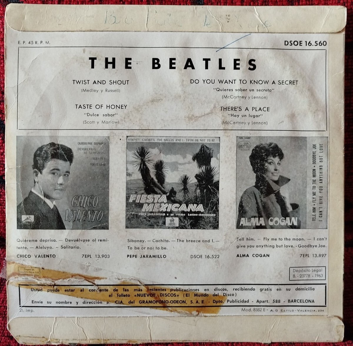 THE BEATLES ** Twist And Shout ** ORIGINAL 4-TRACK 1963 Spain 7