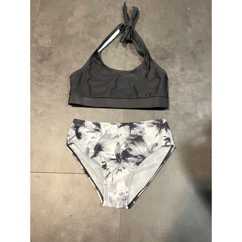 Stylish Floral Print Bikini Set - Black & White Two-Piece Swimsuit A-201