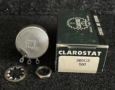 1pc Clarostat 380C3-500-S  500 OHM  2-WATT Linear Taper Potentiometer  **NOS