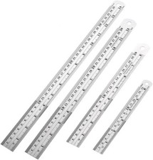 4-Pack Stainless Steel Rulers - 6, 8, 12, 14 Inch - Inch  Metric Graduations