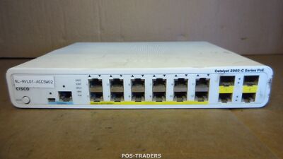 Cisco WS-C2960C-12PC-L V03 FE Switch 12x FE PoE + 2x Dual Uplink 4x SFP Ports 