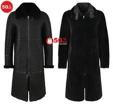 Ladies Berisa 100% Genuine Shearling Sheepskin Reversible Black Coat Gk-001