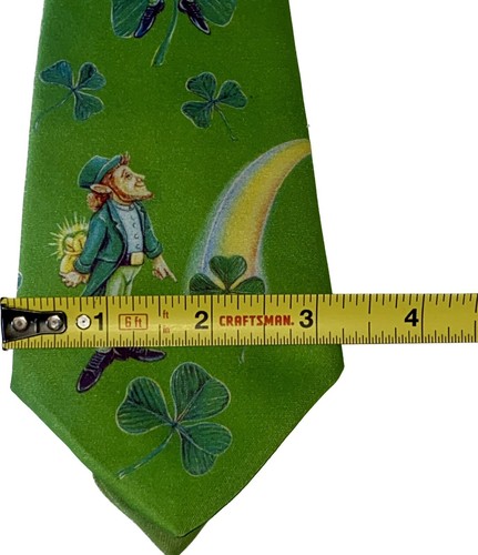 Vtg “89 Ralph Marlin Mens Neck Tie St Patrick Day Blaine Hellman Art Leprechaun - Picture 11 of 12
