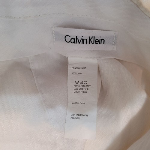 Calvin Klein Herren Leinenhose Größe 34x32 weiß neu mit Etikett flache Vorderseite - Bild 8 von 10