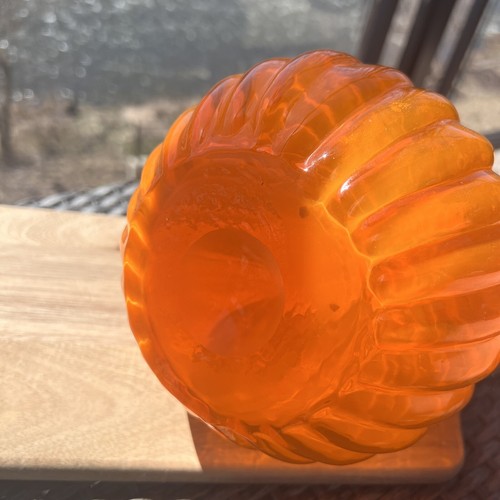 Murano Renzo Stellon Vintage Orange Large Tear Drop Vase 10.5"-11" - Picture 5 of 7