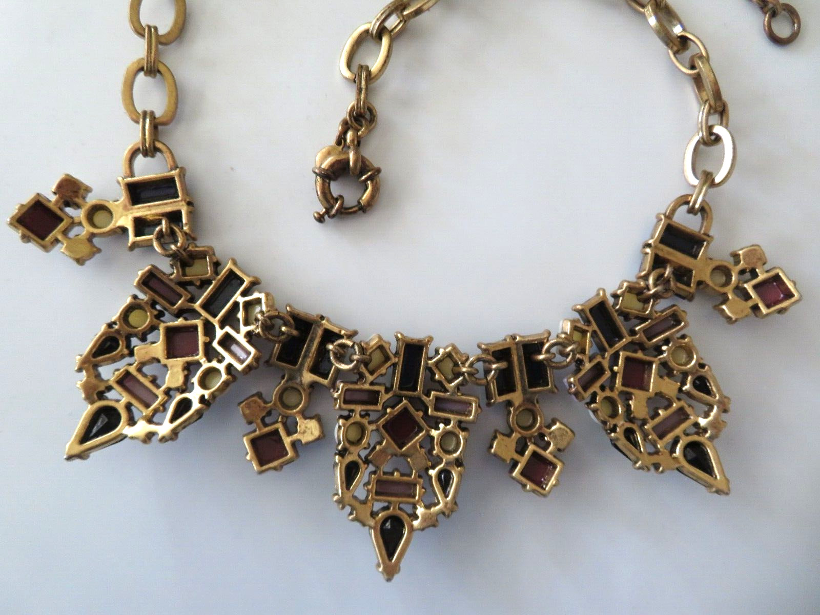 J. Crew ~ Statement Necklace Multicolor Gold- Ton… - image 9
