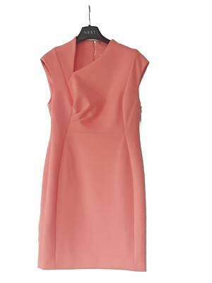 Calvin Klein Smart Atemberaubendes Kurzarm Orange Kleid Größe 12 Neu mit Etikett UK Knielang