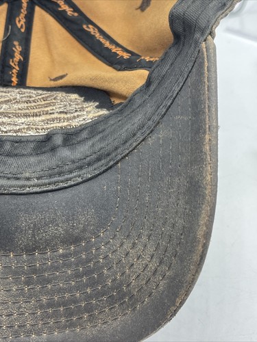 Rare Screamin Eagle Harley Davidson Leather Hat Cap Motorcycle Riding Distressed - Picture 16 of 24