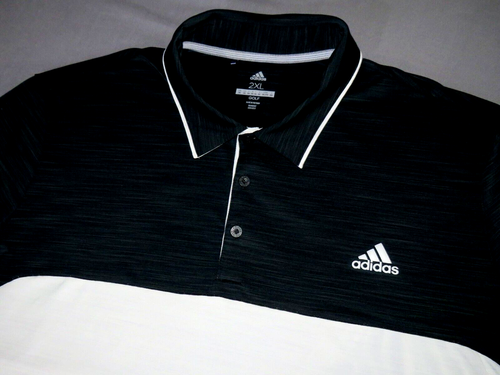 Men's Adidas Short Sleeved Performance Striped Stretch Polo Golf Shirt XXL