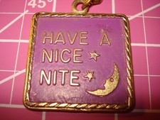 Vintage Moon Stars Enamel "Have A Nice Night/Day Key Chain Ring Never Used  80's