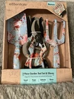 Essentials Garden Tool Set & Gloves blue floral trowel pruner cultivator gloves