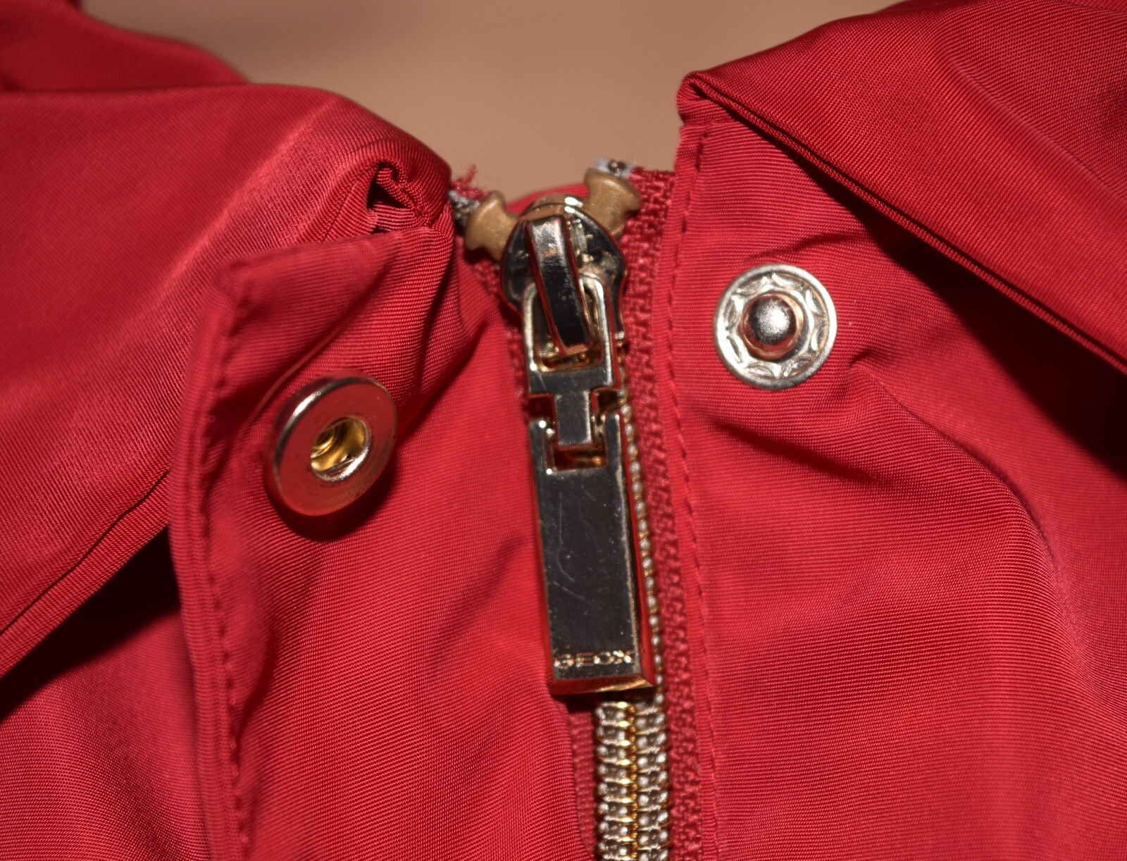GEOX Respira Breathing System Red Full Zip Collared Lined Belted Jacket Size 6 image 4