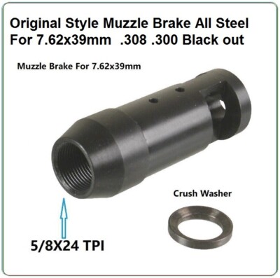 Original Style 5/8x24 TPI Low Concussion Competition Muzzle Brake 7.62x39mm, 308