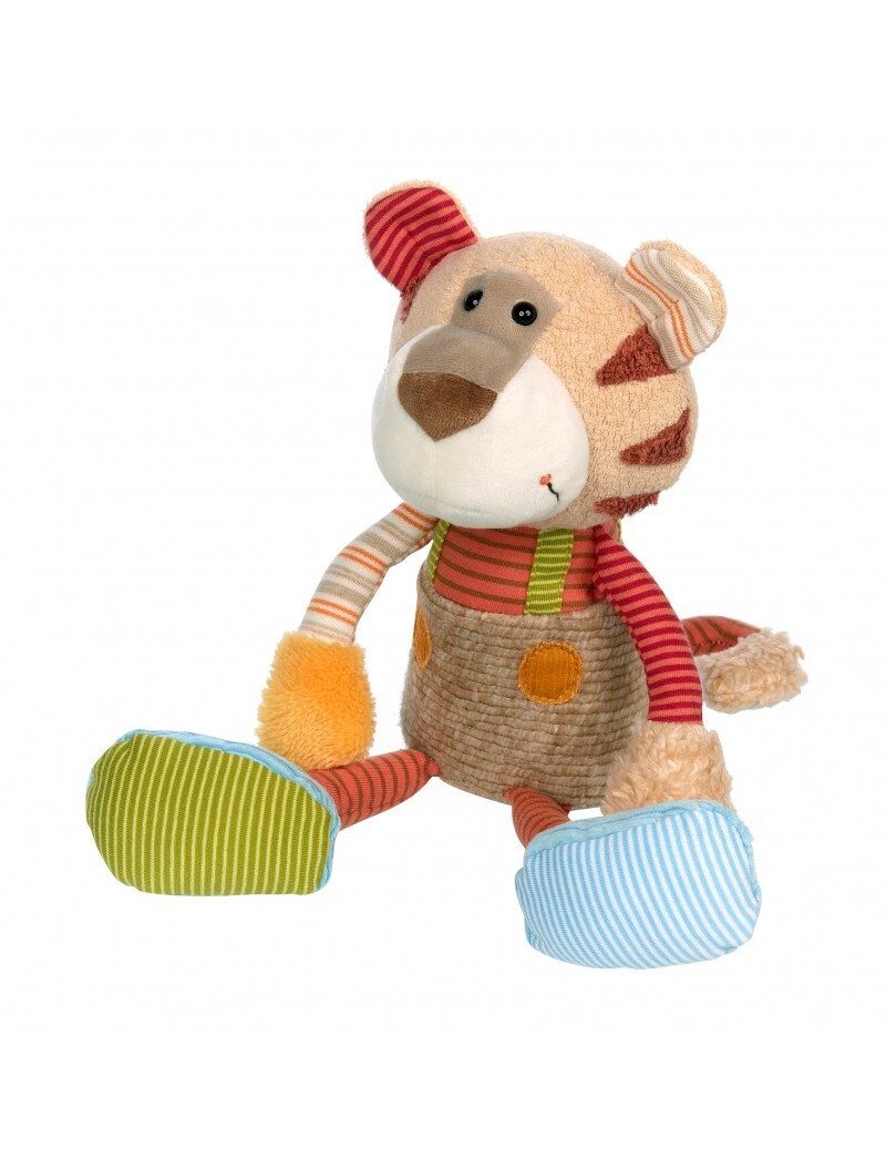 Doudou Tigre 35 cm Patchwork Sweety peluche éveil tissu